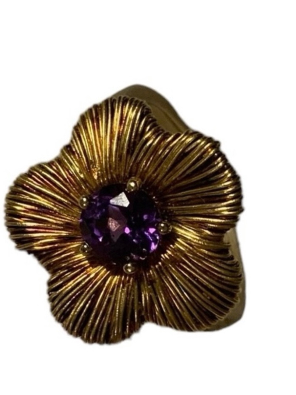 Pasquale Bruni Penelope Amethyst Flower Ring 18K Yellow Gold Size 7 Size 54